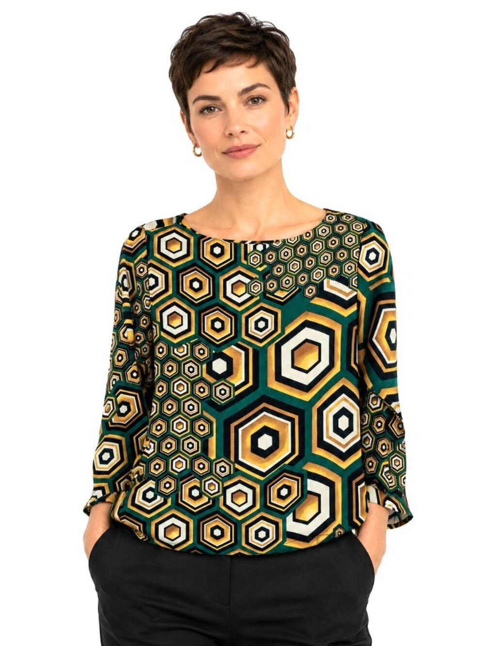 Sandro Ferrone Italian Geometric Print Top